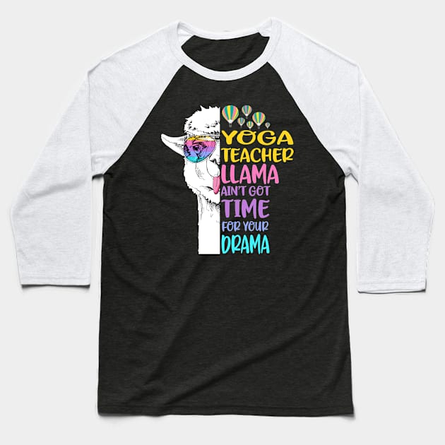 Yoga Teacher Llama Baseball T-Shirt by Li